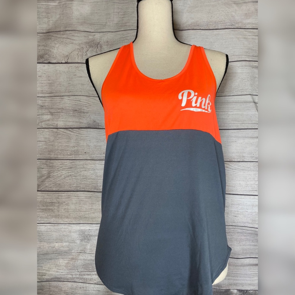 PINK Grey & Orange Gym Workout Top
